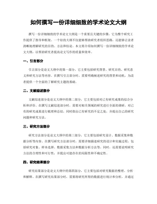 如何撰写一份详细细致的学术论文大纲