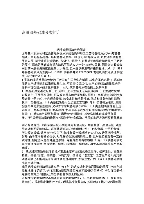 润滑油基础油分类简介