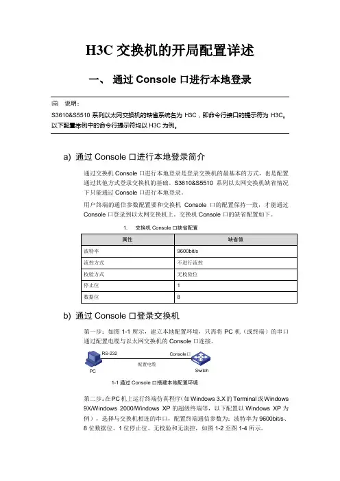 H3C交换机开局配置