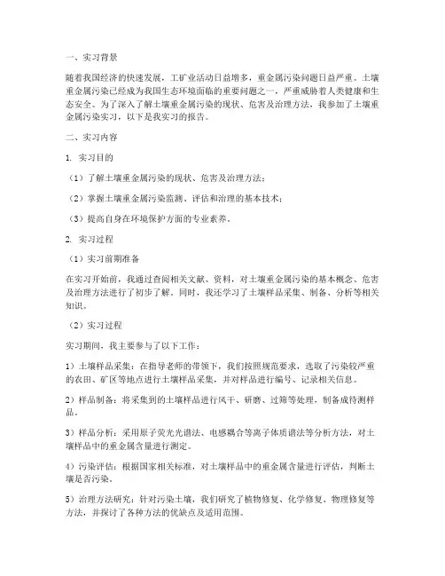 土壤重金属污染实习报告