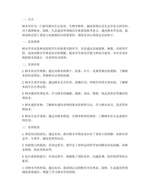 树木学实训报告心得体会