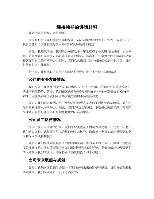 迎接领导的讲话材料