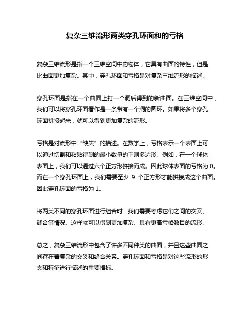 复杂三维流形两类穿孔环面和的亏格