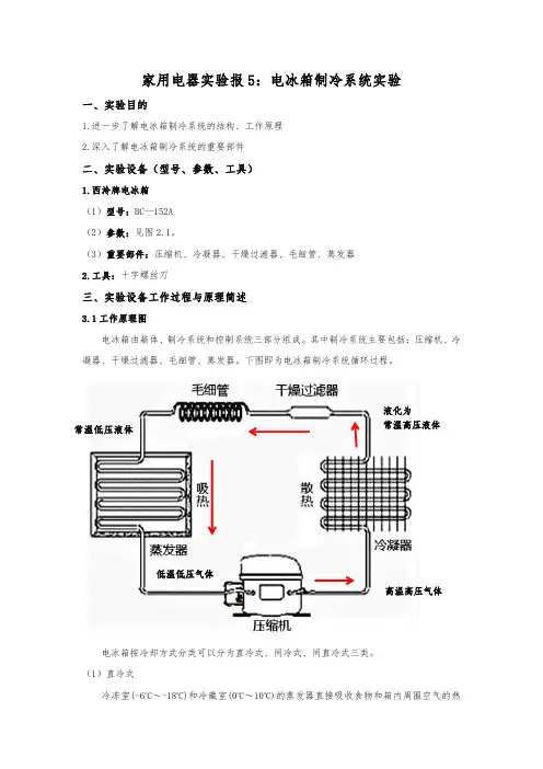 电冰箱制冷系统实验