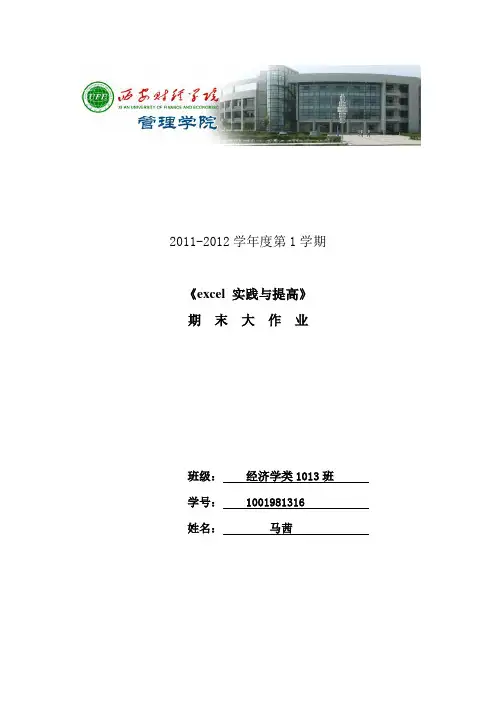 excel实践与提高期末大作业