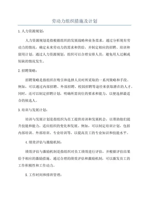 劳动力组织措施及计划