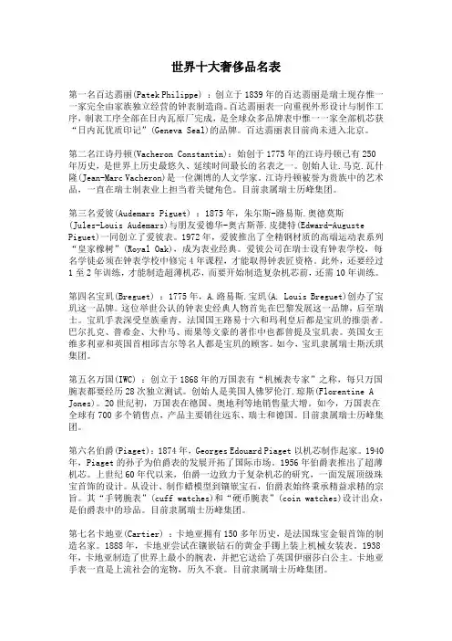 世界十大奢侈品