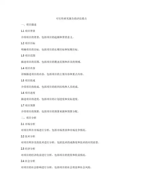 可行性研究报告的评估要点
