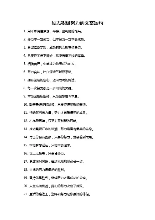 励志积极努力的文案短句