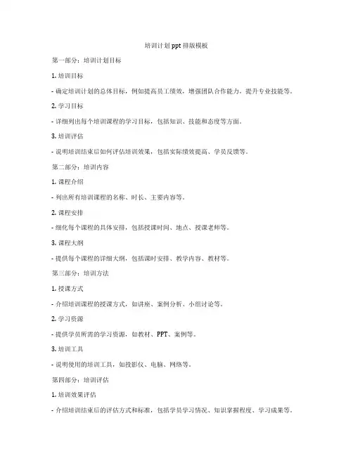 培训计划ppt排版模板