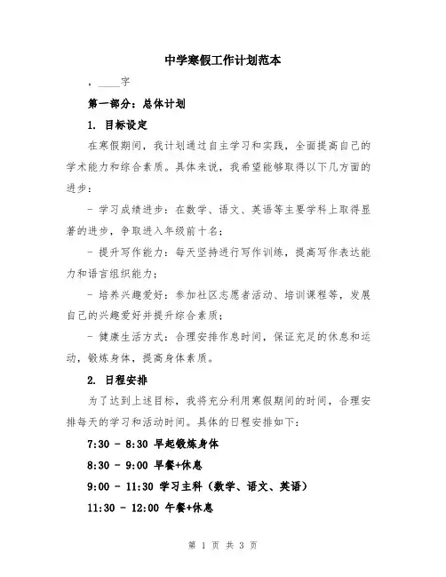 中学寒假工作计划范本
