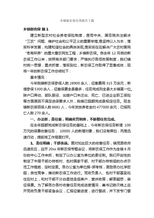 乡镇新农保自查报告十篇