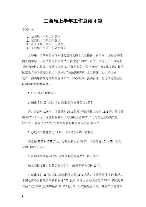 工商局工作总结报告4篇