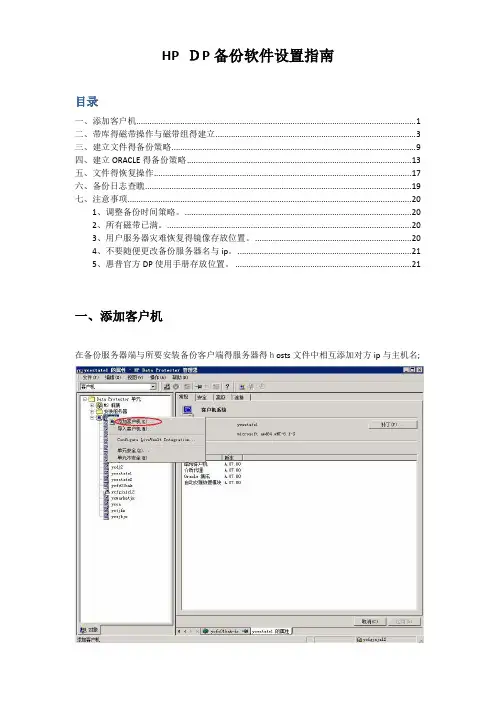 HP DP备份软件设置