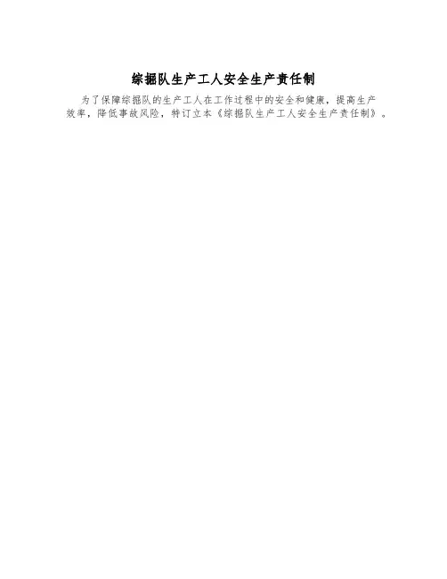 综掘队生产工人安全生产责任制
