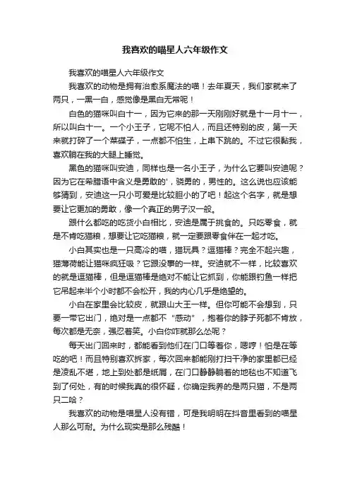 我喜欢的喵星人六年级作文