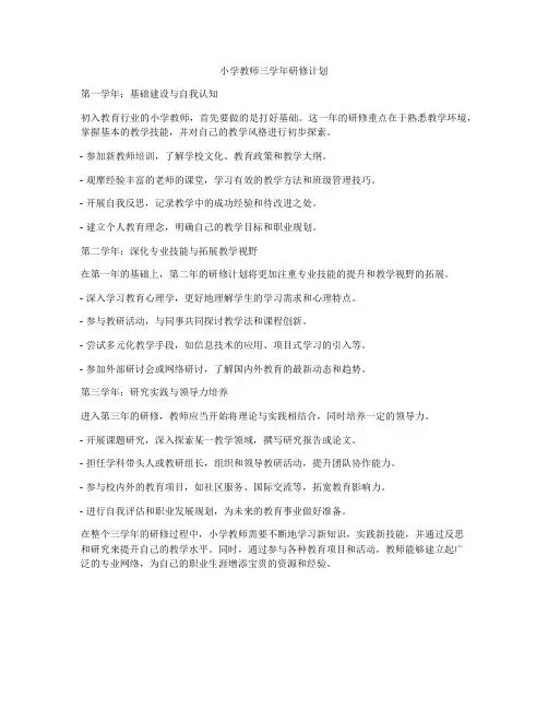 小学教师三学年研修计划