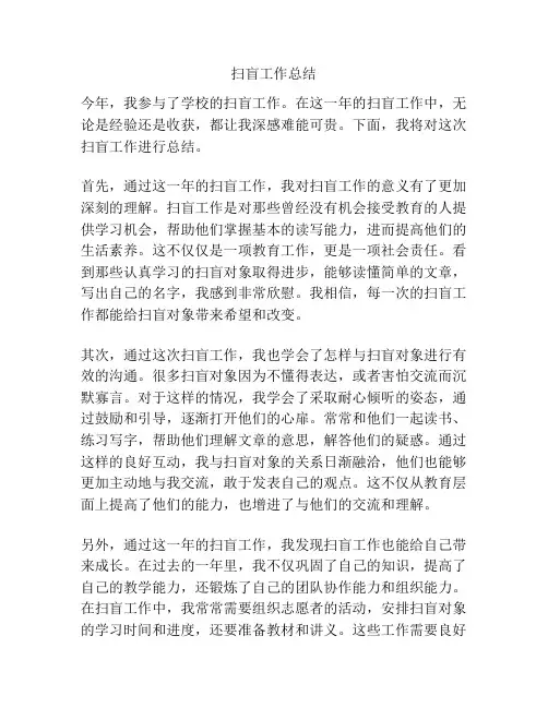 扫盲工作总结