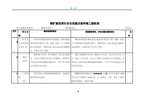 安全设施竣工验收检查表