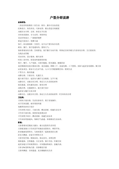 户型介绍说辞精辟