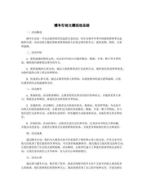暖冬行动主题活动总结