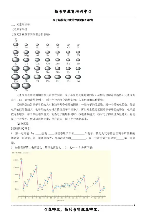 第一电离能 电负性教案