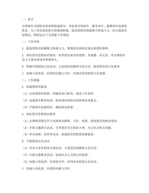 分团委工作规划