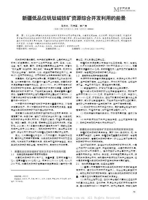 新疆低品位钒钛磁铁矿资源综合开发利用的前景