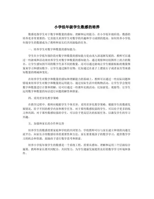 小学低年级学生数感的培养