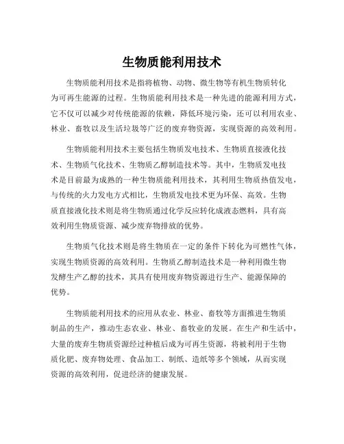 生物质能利用技术