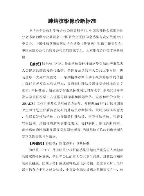 肺结核影像诊断标准