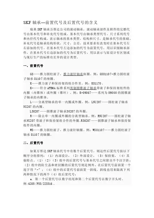 SKF轴承—前置代号及后置代号的含义