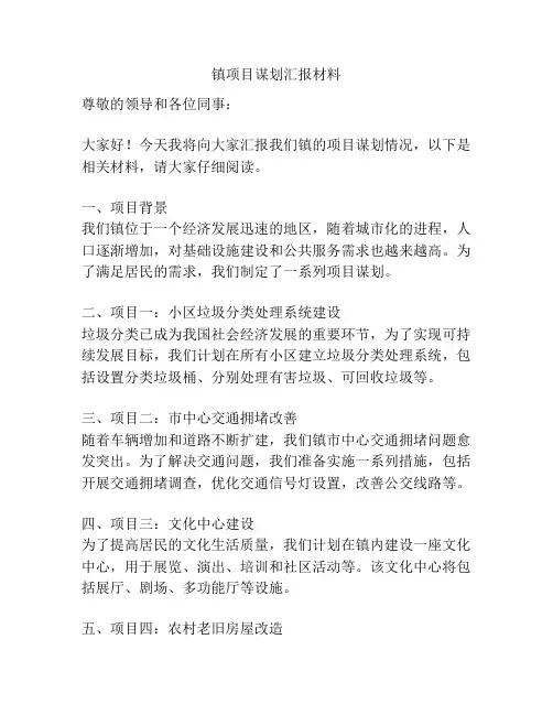 镇项目谋划汇报材料