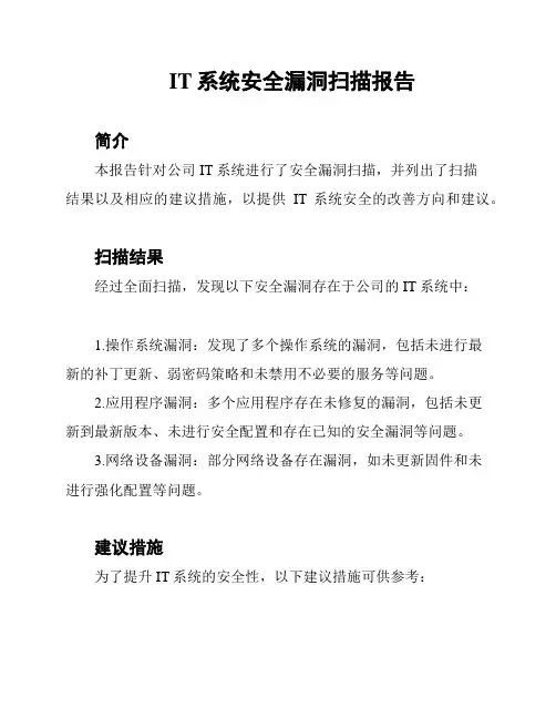 IT系统安全漏洞扫描报告