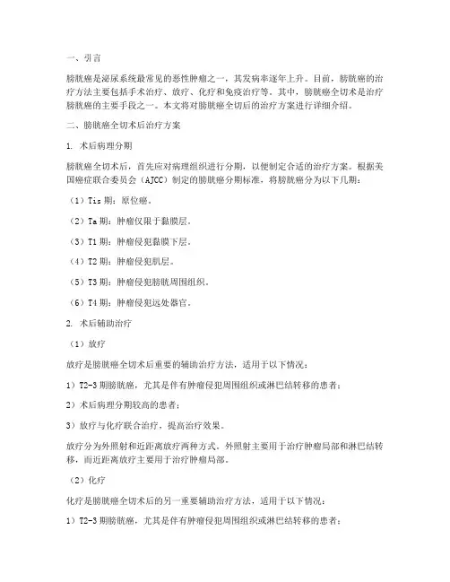 膀胱癌全切后治疗方案