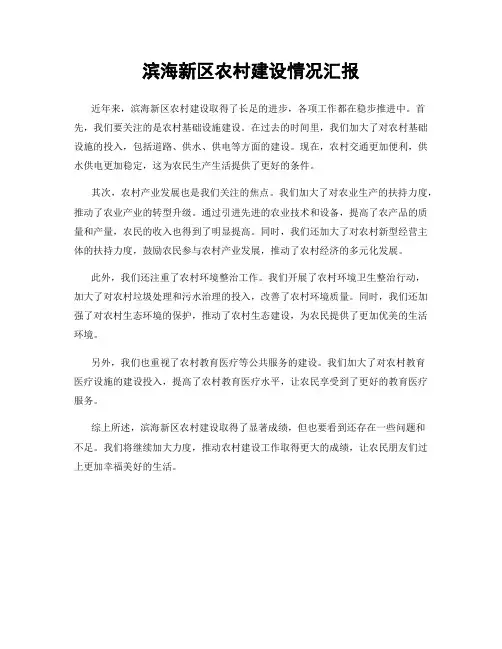 滨海新区农村建设情况汇报