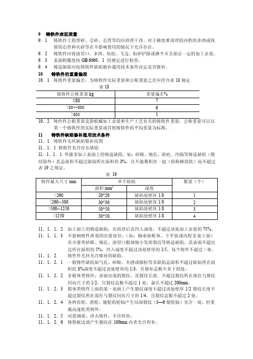 铸铁件质量标准（YBJQ101.1.88）