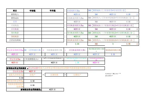 银监会流动资金贷款需求测算表