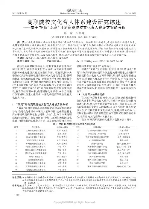 高职院校文化育人体系建设研究综述
