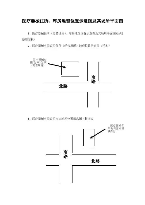 医疗器械住所、库房地理位置示意图及其场所平面图