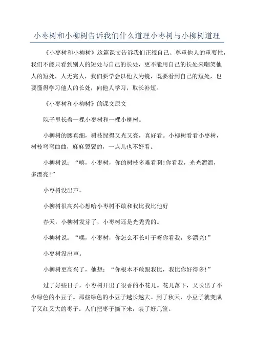 小枣树和小柳树告诉我们什么道理小枣树与小柳树道理