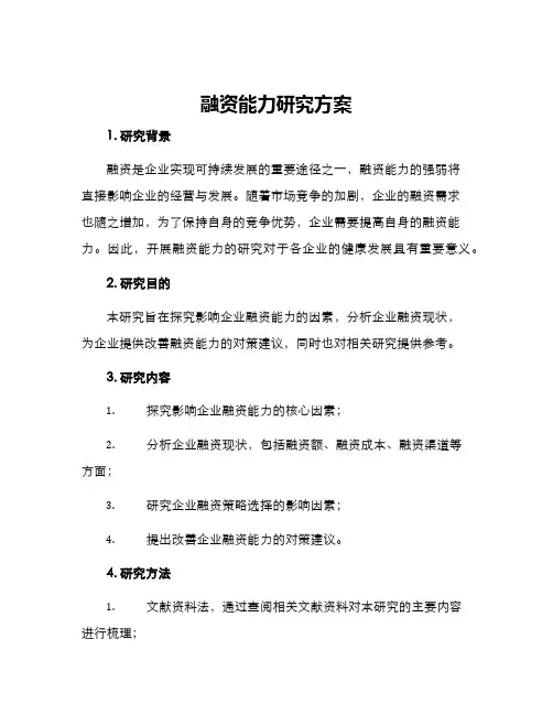 融资能力研究方案