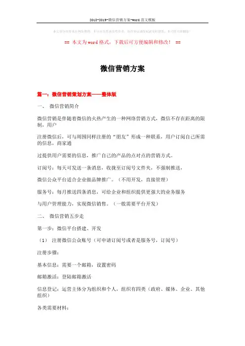 2018-2019-微信营销方案-word范文模板 (16页)