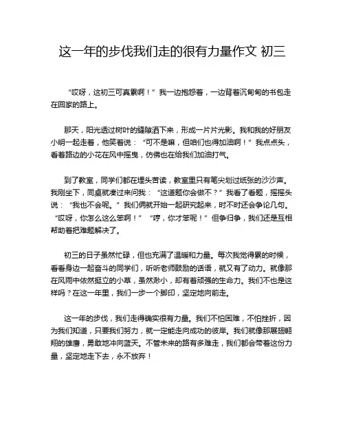 这一年的步伐我们走的很有力量作文 初三