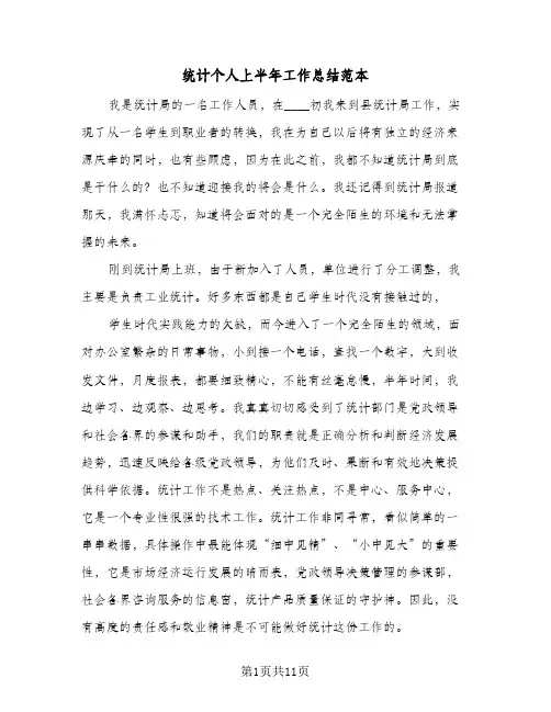 统计个人上半年工作总结范本(4篇)