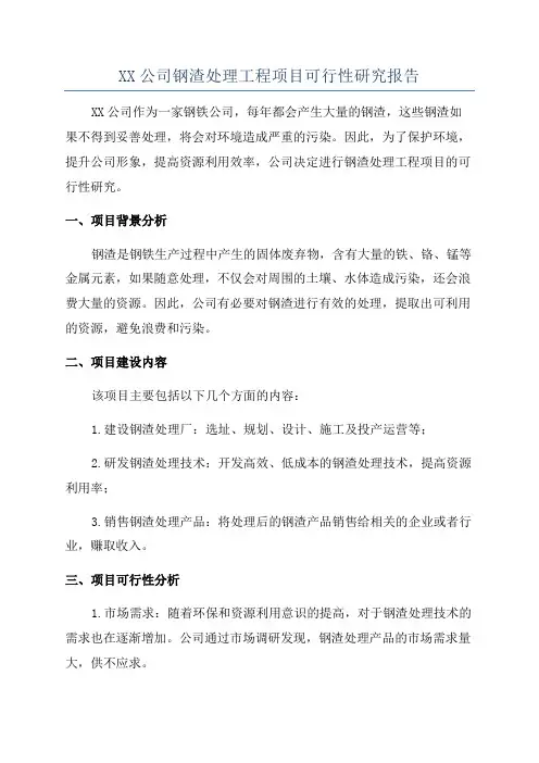 XX公司钢渣处理工程项目可行性研究报告