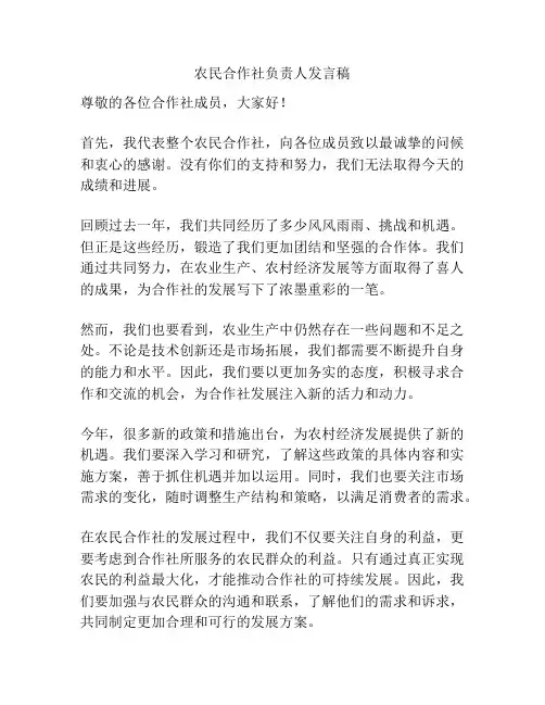 农民合作社负责人发言稿
