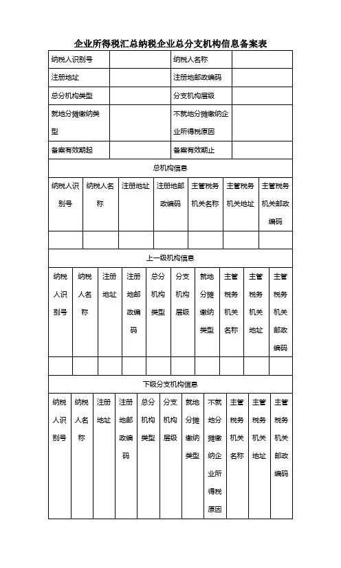 企业所得税汇总备案表
