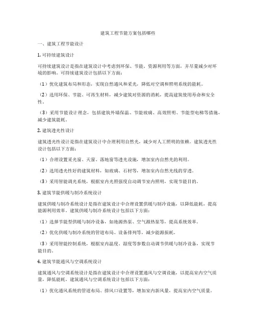 建筑工程节能方案包括哪些