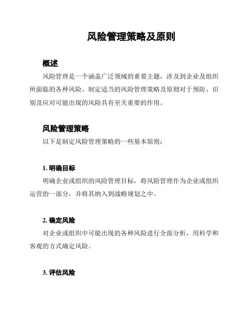 风险管理策略及原则